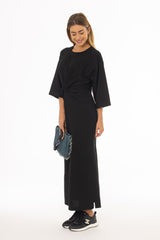 Black Front Tie Knot Maxi Dress