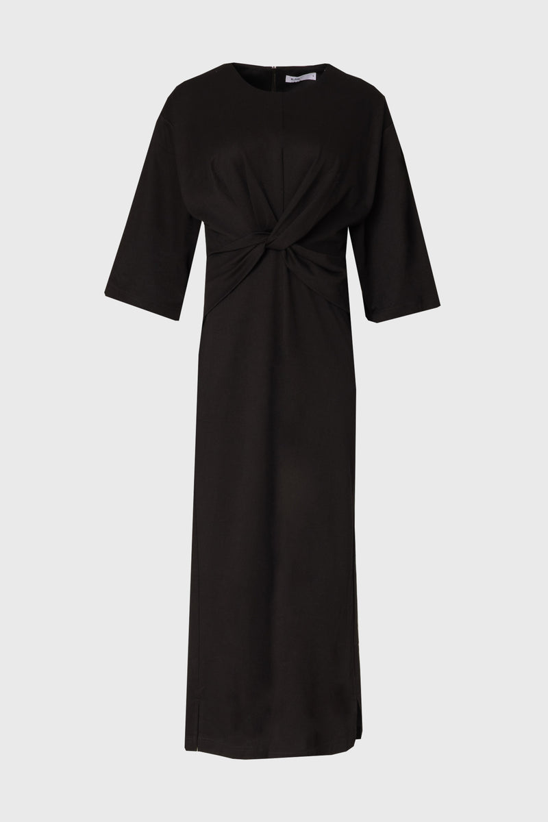 fitted lace wedding dress Black Front Tie Knot Maxi Dress – BLANK
