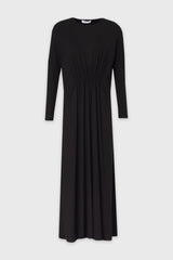 Black Gathered Waist Maxi Dress