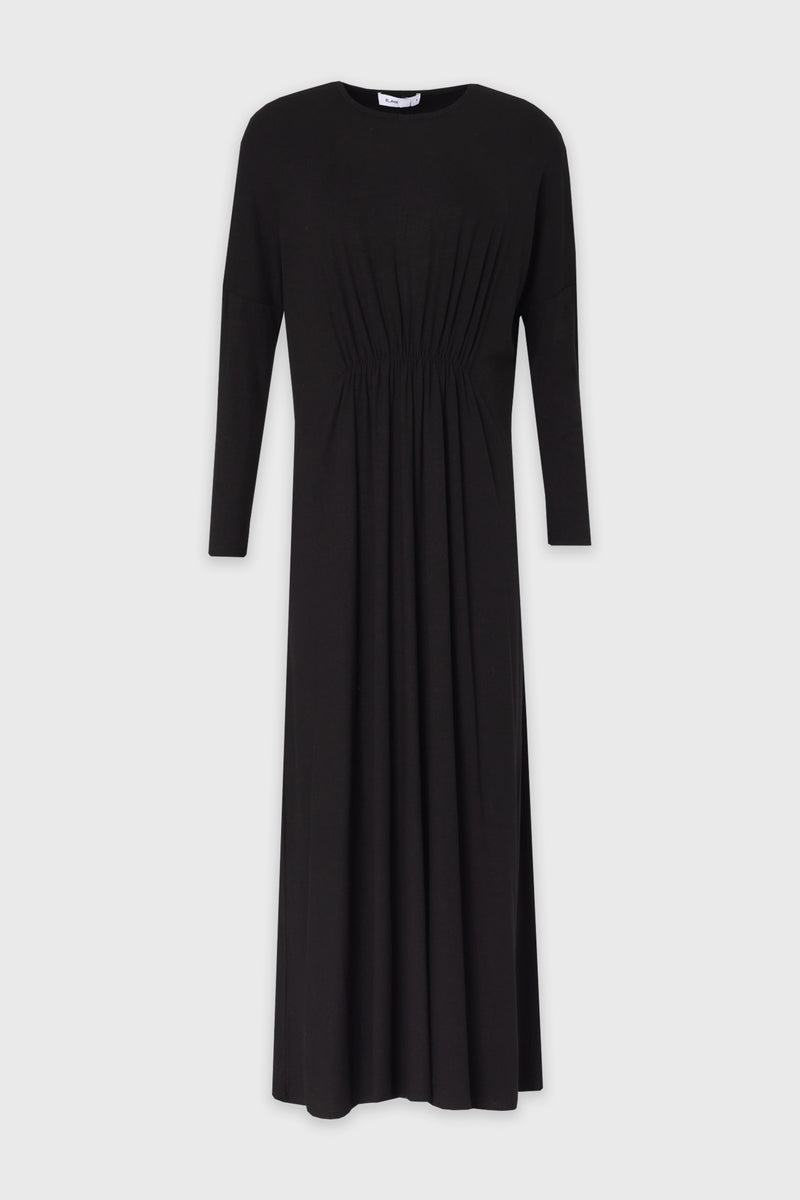 Black Gathered Waist Maxi Dress – BLANK