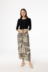 Black Geometric Draped Skirt