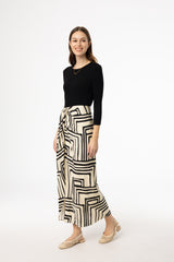 Black Geometric Draped Skirt