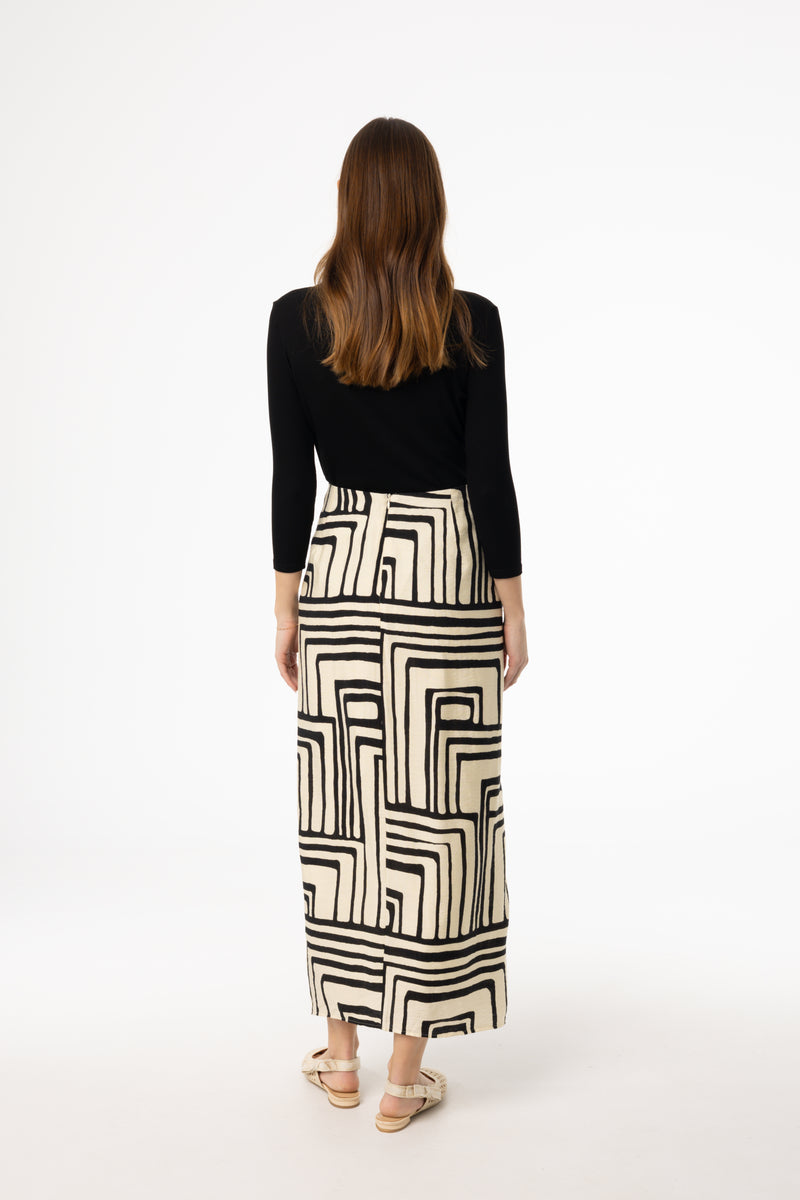 Black Geometric Draped Skirt