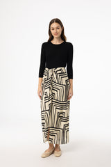 Black Geometric Draped Skirt