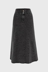 Black Godet Flare Maxi Skirt