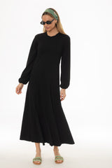 Black Godet Seam Maxi Dress