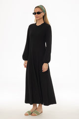 Black Godet Seam Maxi Dress