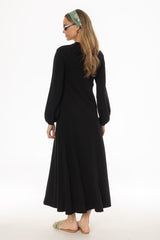 Black Godet Seam Maxi Dress