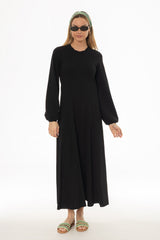 Black Godet Seam Maxi Dress