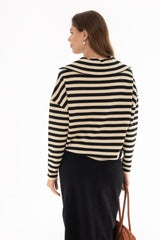 Black Half Zip Striped Sweatshirt