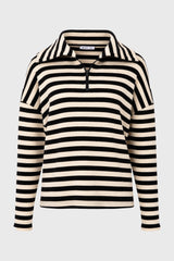 Black Half Zip Striped Sweatshirt