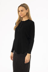 Black Henley Dolman T-Shirt