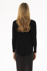 Black Henley Dolman T-Shirt