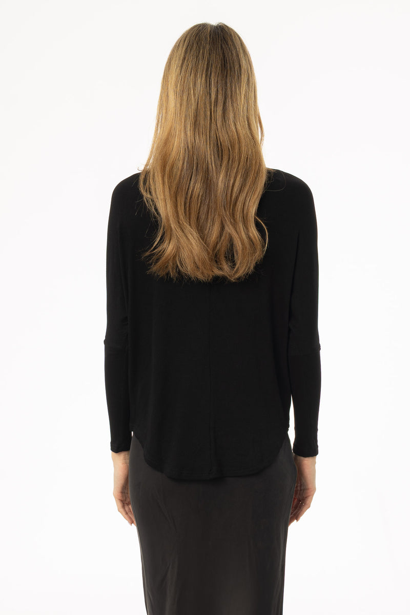 Black Henley Dolman T-Shirt