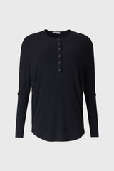 Black Henley Dolman T-Shirt