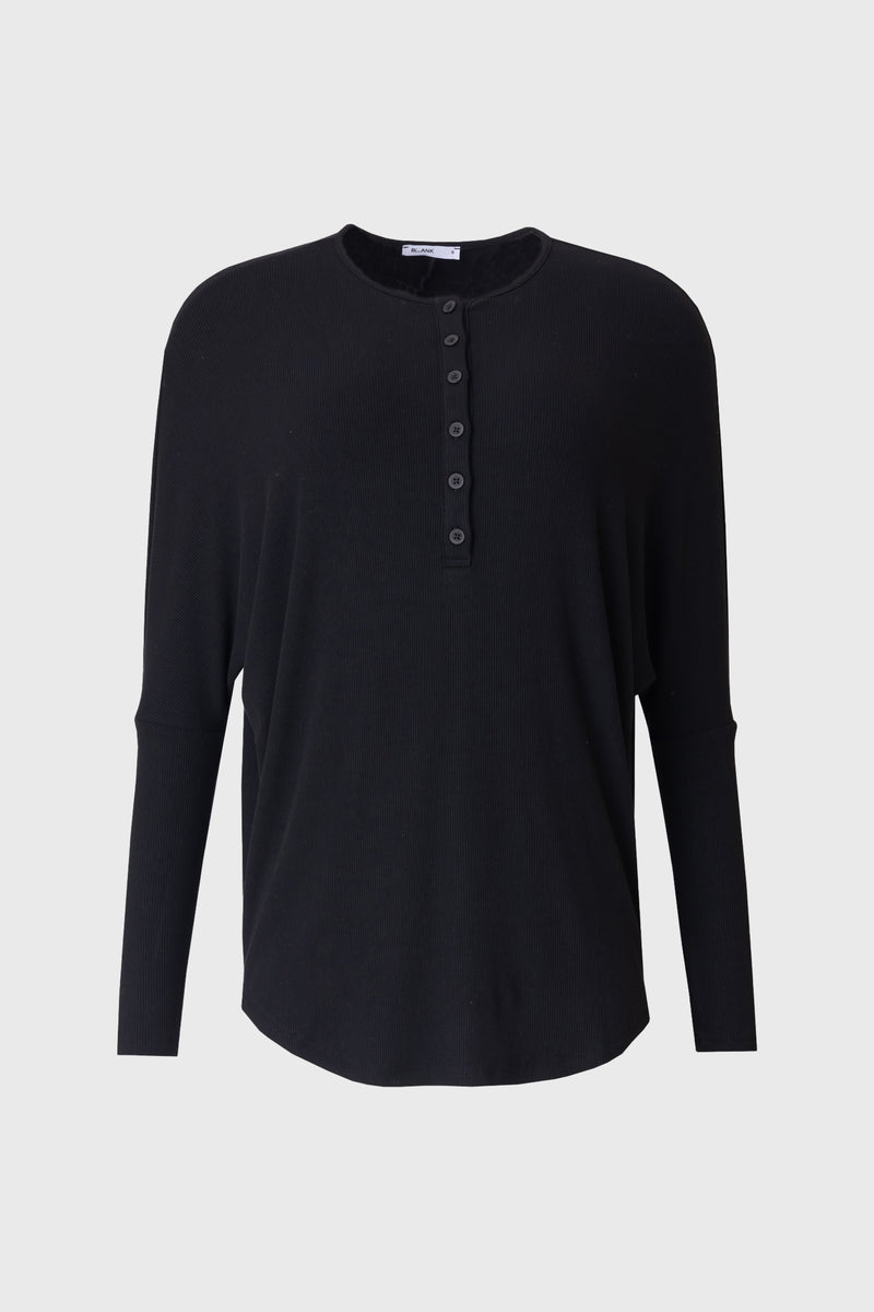 Black Henley Dolman T-Shirt