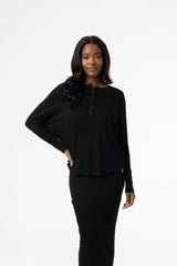 Black Henley Dolman Tee