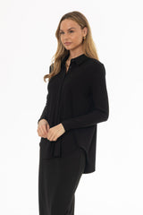 Black Herringbone Textured Shirt
