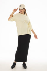 Black Herringbone Textured Skirt