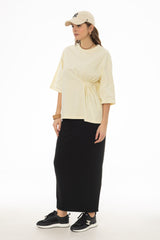 Black Herringbone Textured Skirt