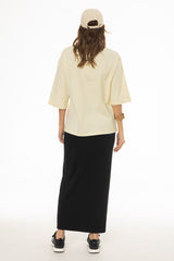 Black Herringbone Textured Skirt