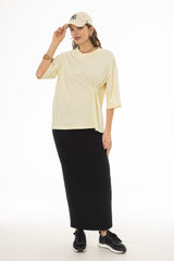 Black Herringbone Textured Skirt