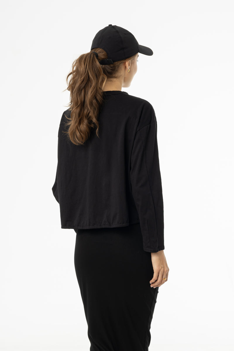 Black High Low Drawstring Tee