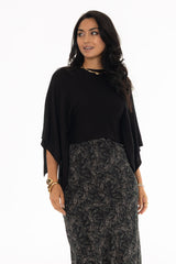 Black Knit Capelet Top