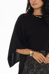Black Knit Capelet Top