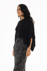 Black Knit Capelet Top