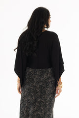 Black Knit Capelet Top