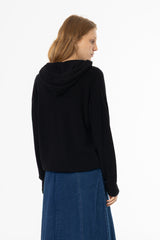 Black Knit Hoodie Sweater