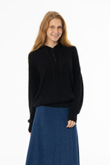 Black Knit Hoodie Sweater