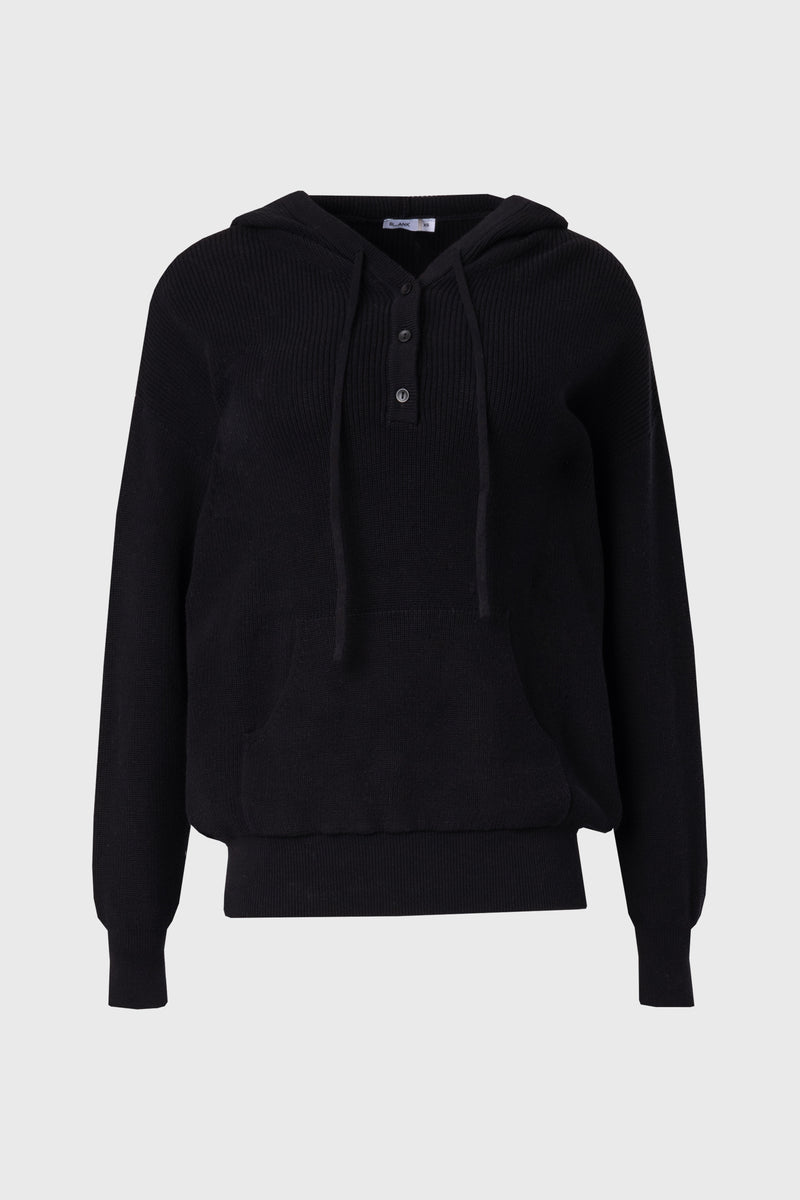 Black Knit Hoodie Sweater