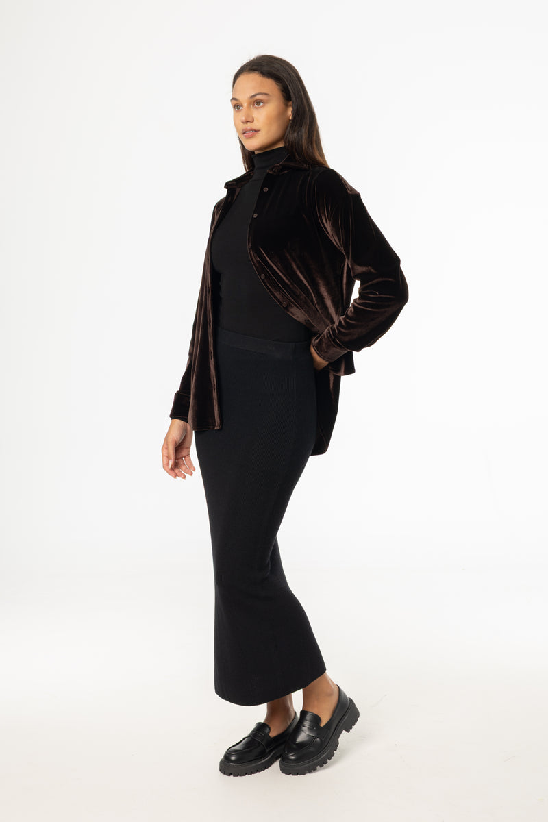 Black Knit Maxi Skirt