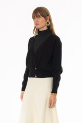 Black Knit Overlay Cardigan