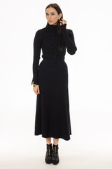 Black Knit Panel Maxi Skirt