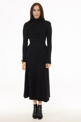 Black Knit Panel Maxi Skirt