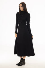 Black Knit Panel Maxi Skirt