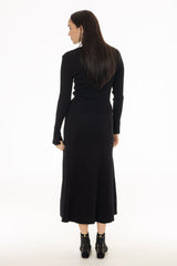 Black Knit Panel Maxi Skirt