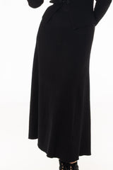 Black Knit Panel Maxi Skirt