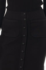 Black Knit Pocket Pencil Skirt