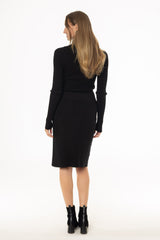 Black Knit Pocket Pencil Skirt