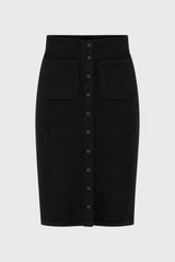 Black Knit Pocket Pencil Skirt