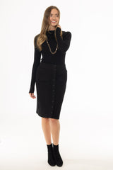 Black Knit Pocket Pencil Skirt