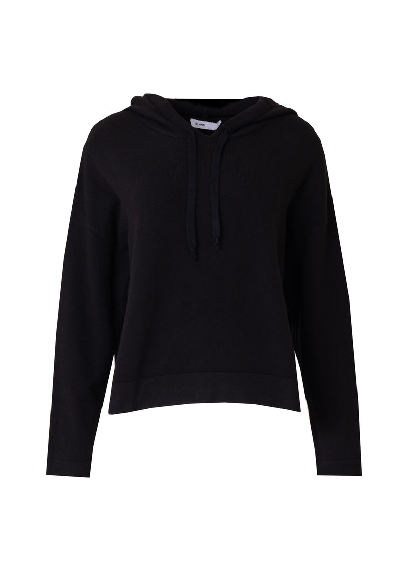 Black Knit Pullover Hoodie