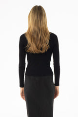 Black Knit V-Neck Cardi