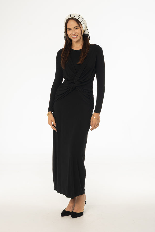 Black Knot Crossover Maxi Dress