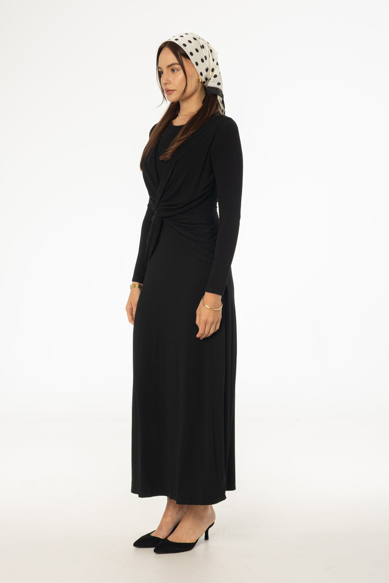 Black Knot Crossover Maxi Dress