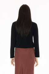Black Lace Trim Knit Cardigan